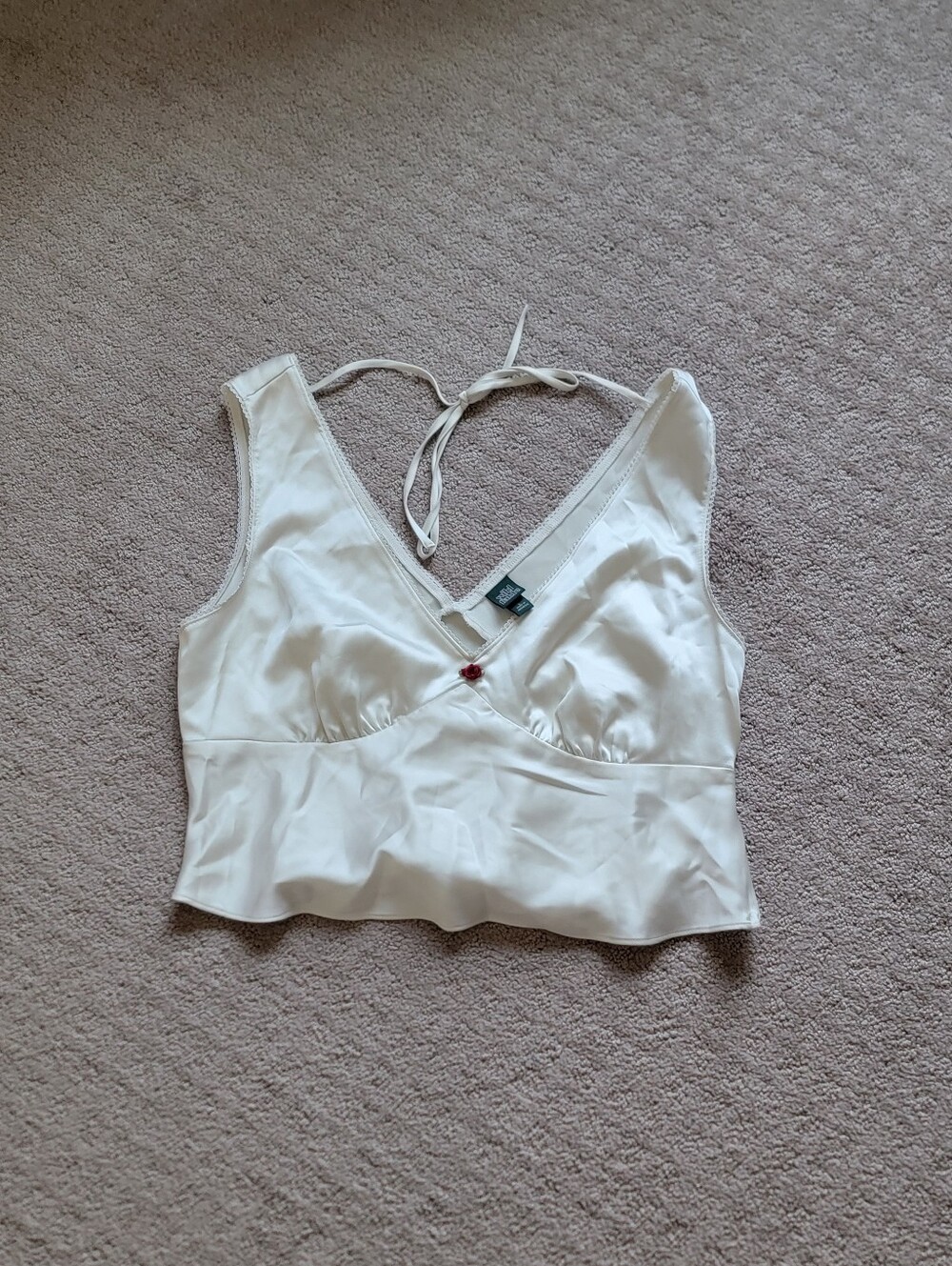 Silky White Halter Crop Camisole Top - Brand: Wild Fable